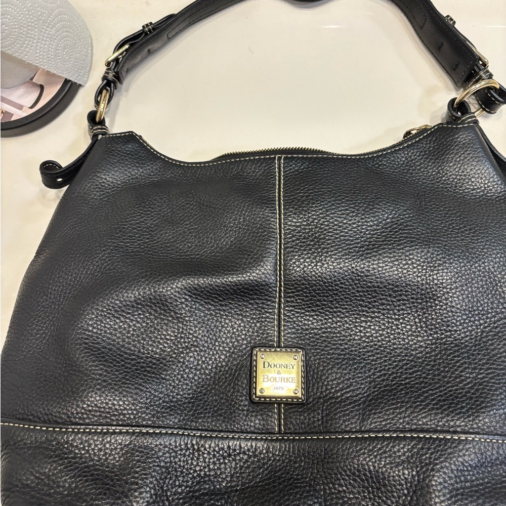 Dooney & Bourke Black Pebbled Leather Hobo